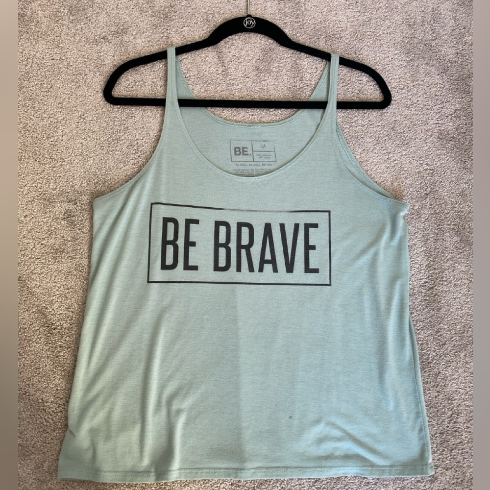 Green Relaxed Fit Tank Top BE BRAVE